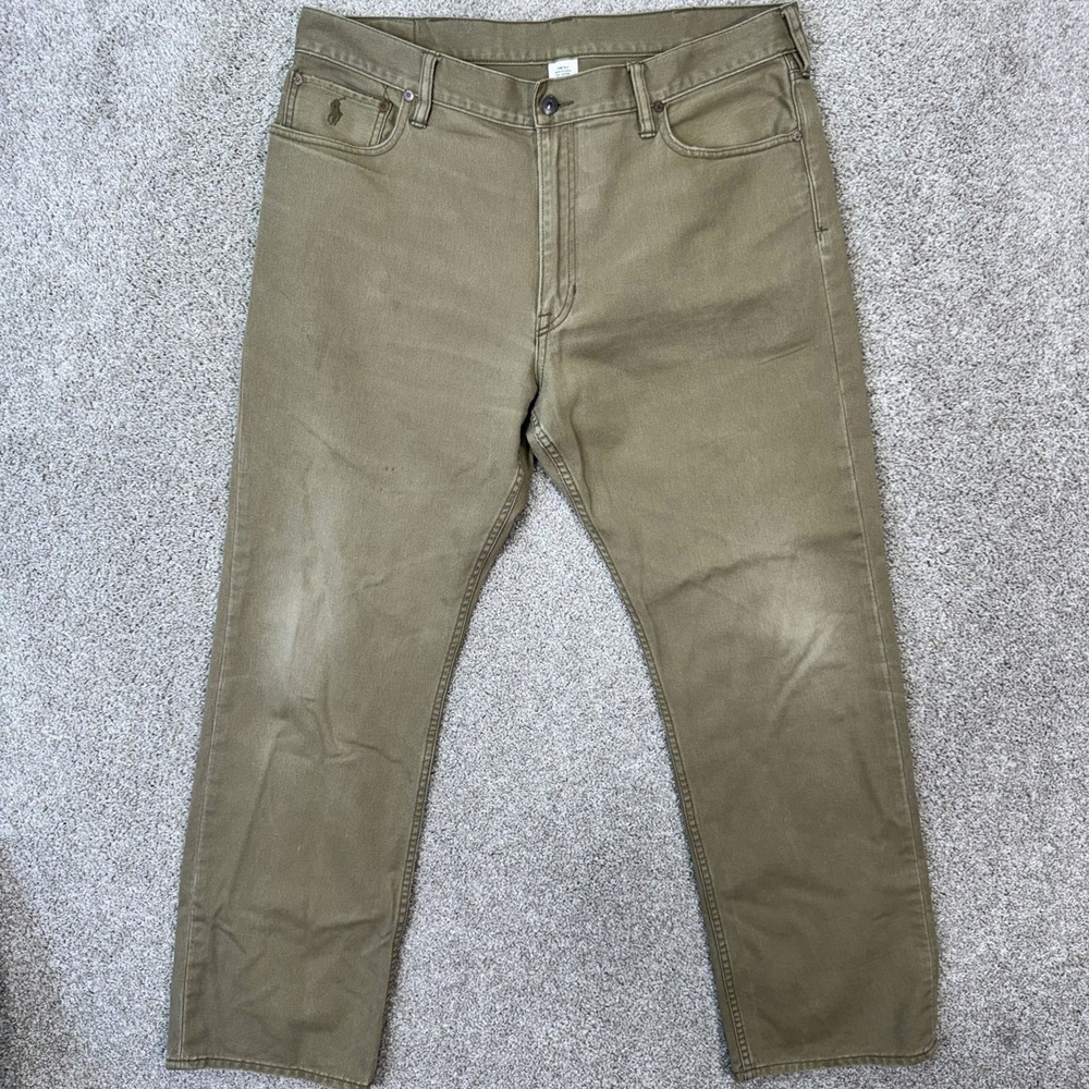 Polo Ralph Lauren‎ Pants Mens 38x32 Khaki Brown Cotton Straight Leg Twill Jeans